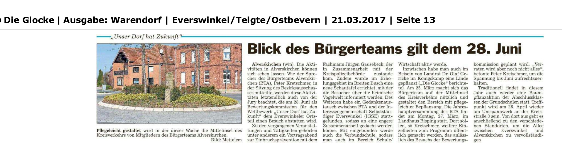 Blick auf den Dorfwettbewerb   Die Glocke 21.03.2017